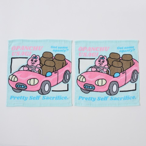 同柄2枚組ハンドタオル（おぱんちゅうさぎ）