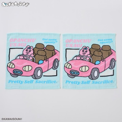 同柄2枚組ハンドタオル（おぱんちゅうさぎ）