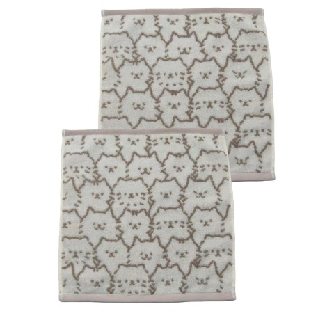 2枚組ハンドタオル（4つのこだわり・猫フェイス）