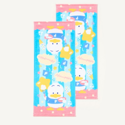 フェイスタオル（同柄2枚組・あひるのペックル）