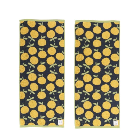 2枚組フェイスタオル（SEASON REASON) みかん柄