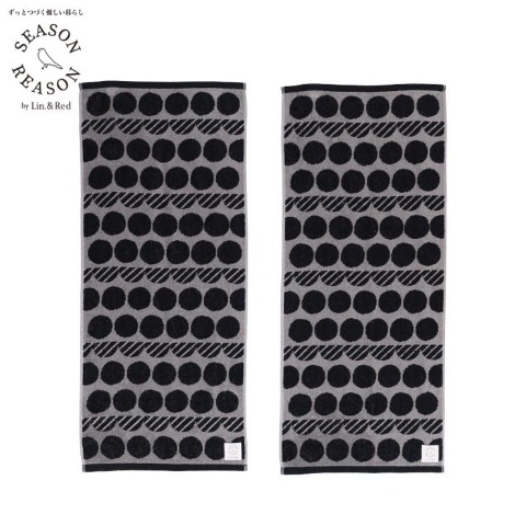 2枚組フェイスタオル（SEASON REASON) 水玉柄