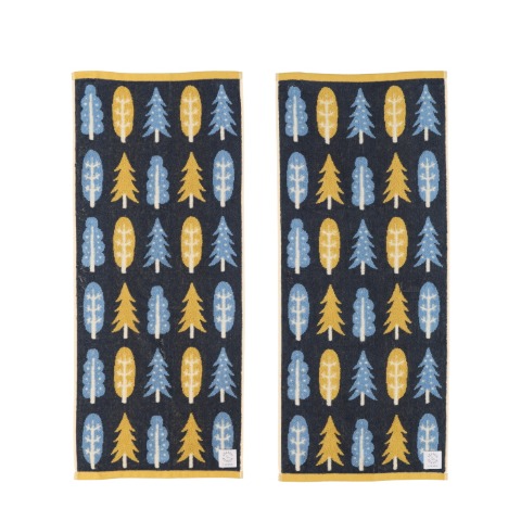 2枚組フェイスタオル（SEASON REASON) 木々の柄