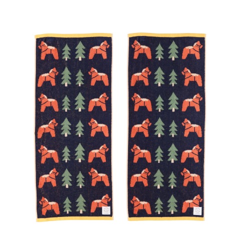 2枚組フェイスタオル（SEASON REASON) ホース柄