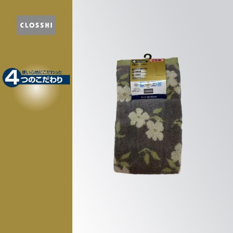 2枚組フェイスタオル（4つのこだわり・花柄）