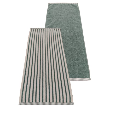 2枚組フェイスタオル（4つのこだわり・細ストライプ）