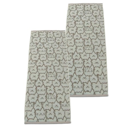 2枚組フェイスタオル（4つのこだわり・猫フェイス）