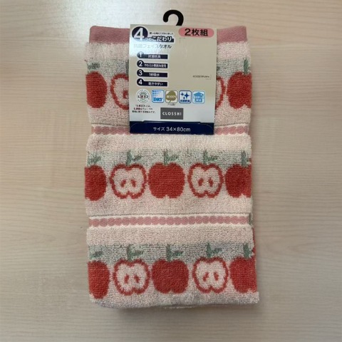 2枚組フェイスタオル（4つのこだわり・りんご）
