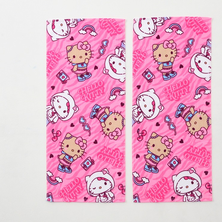 ハローキティ フェイスタオル　ギャル　制服　しまむら　1枚 新品 ハローキティ フェイスタオル 2枚 各柄1枚 セット ゼブラ柄