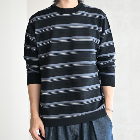 メンズ　ボーダーニットプルオーバー（MUMU）