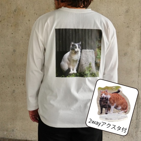 メンズ　ロンT+アクリルスタンド（沖昌之さんコラボ） ホワイト 211