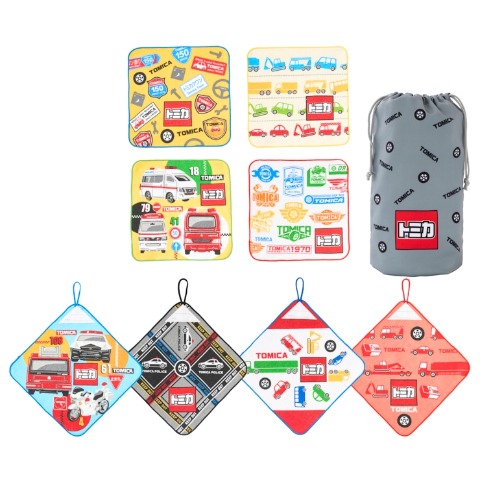 タオルハンカチ　(9点セットトミカ)
