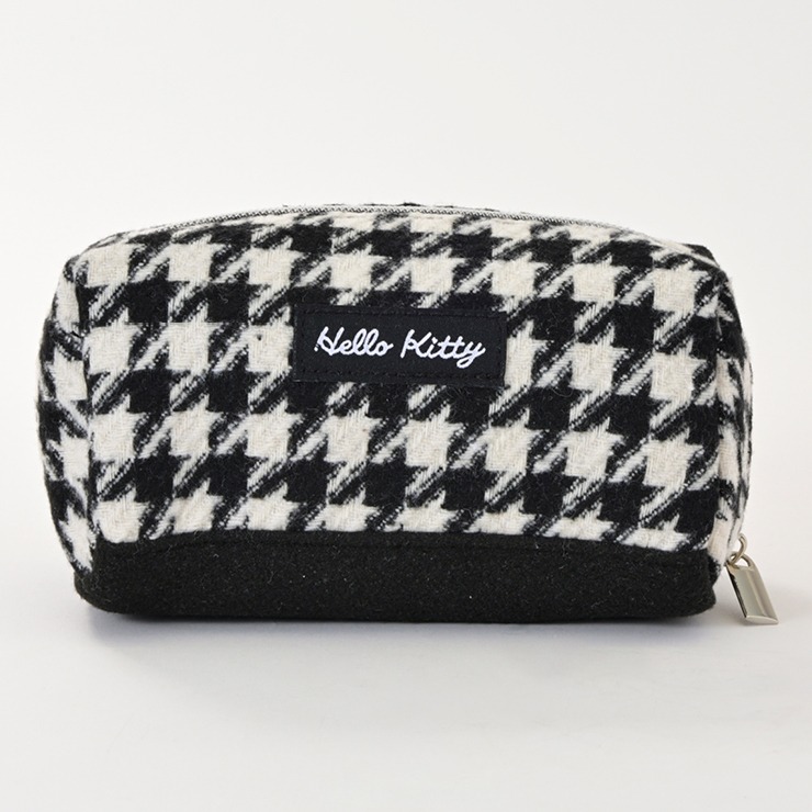 スクエアポーチ 千鳥格子ハローキティブラック（サンリオ