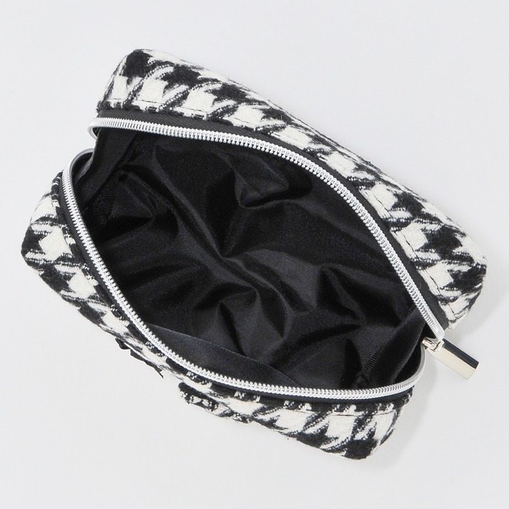 スクエアポーチ 千鳥格子ハローキティブラック（サンリオ