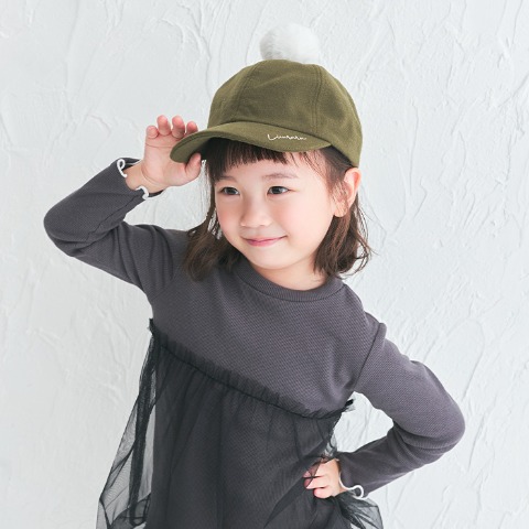 キッズ　ボンボン付きメルトンキャップ（LienRuru/52cm）