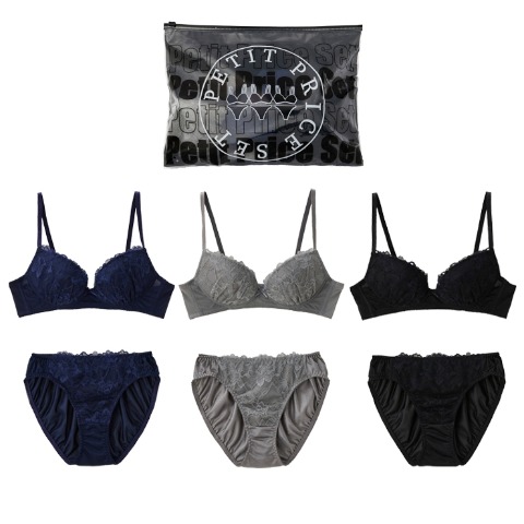 レディース　ハッピーバッグ　ノンワイヤーブラジャー＋ショーツ　3組セット