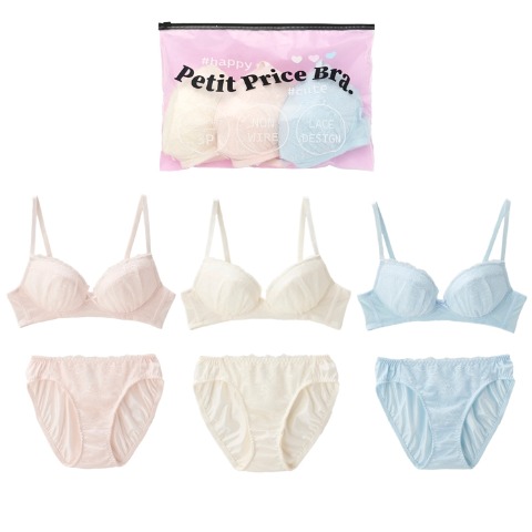 レディース　ハッピーバッグ　ノンワイヤーブラジャー＋ショーツ　3組セット