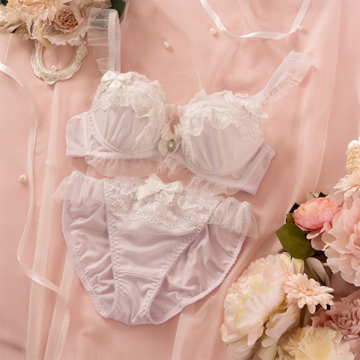 フリルレース ノンワイヤーブラジャー＋ショーツセット（胡桃咲姫