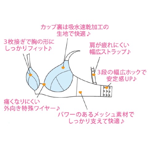 レディース　ワイヤーブラジャー　E～Gカップ