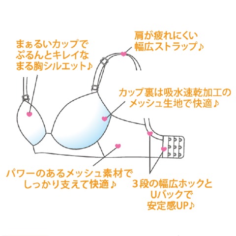 レディース　ワイヤーブラジャー　E～Gカップ