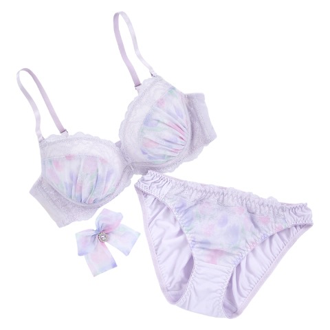 レディース ワイヤーブラジャー＋ショーツセット　リボンクリップ付き（B～Dカップ・推し活ブラ）