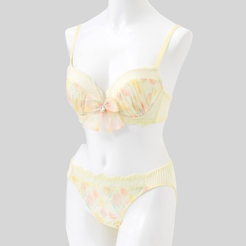 レディース ワイヤーブラジャー＋ショーツセット　リボンクリップ付き（B～Dカップ・推し活ブラ）