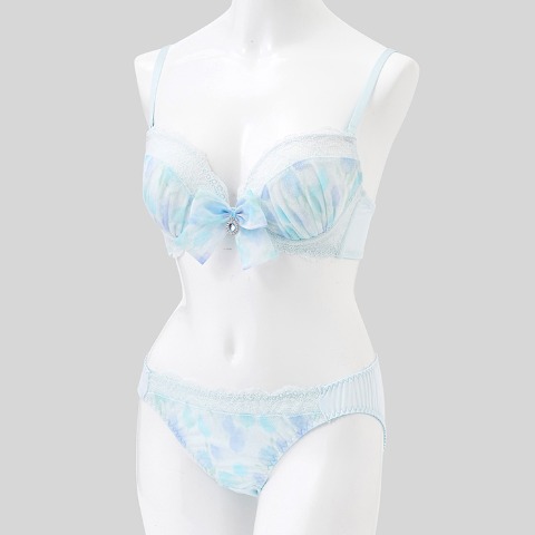 レディース ワイヤーブラジャー＋ショーツセット　リボンクリップ付き（B～Dカップ・推し活ブラ）