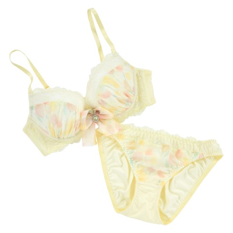 レディース ワイヤーブラジャー＋ショーツセット　リボンクリップ付き（B～Dカップ・推し活ブラ）