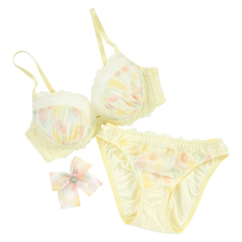 レディース ワイヤーブラジャー＋ショーツセット　リボンクリップ付き（B～Dカップ・推し活ブラ）