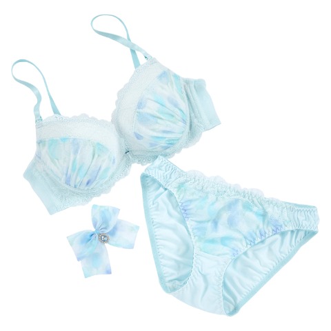 レディース ワイヤーブラジャー＋ショーツセット　リボンクリップ付き（Eカップ・推し活ブラ）