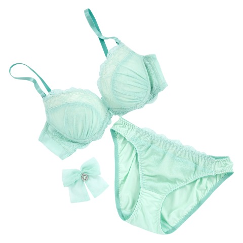 レディース ワイヤーブラジャー＋ショーツセット　リボンクリップ付き（B～Dカップ・推し活ブラ）