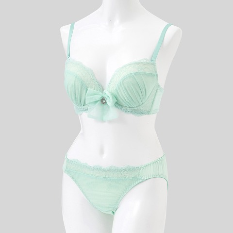 レディース ワイヤーブラジャー＋ショーツセット　リボンクリップ付き（B～Dカップ・推し活ブラ）