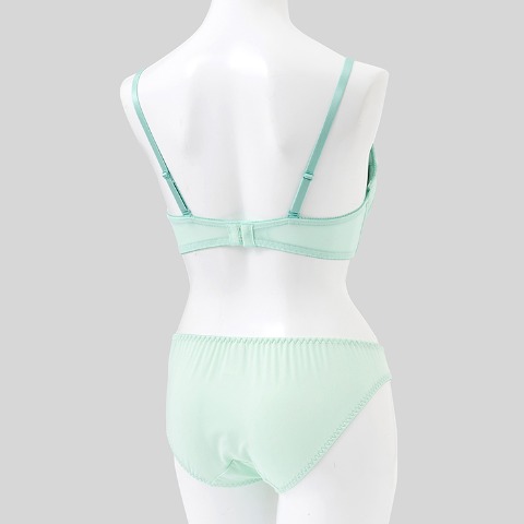 レディース ワイヤーブラジャー＋ショーツセット　リボンクリップ付き（Eカップ・推し活ブラ）