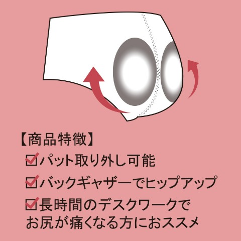 レディース　お尻パッド入りショーツ