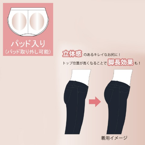 レディース　お尻パッド入りショーツ