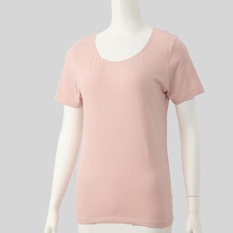 レディース　ラウンドネック3分袖インナー(FIBER HEAT COTTON)