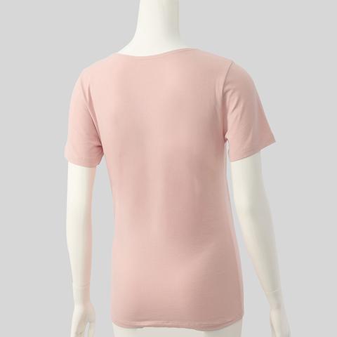 レディース　ラウンドネック3分袖インナー(FIBER HEAT COTTON)