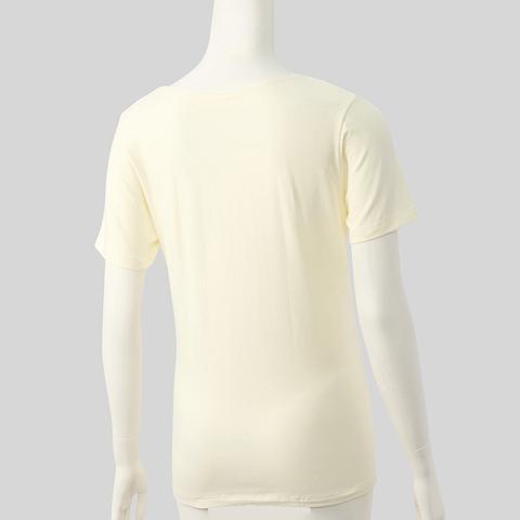 レディース　ラウンドネック3分袖インナー(FIBER HEAT COTTON)