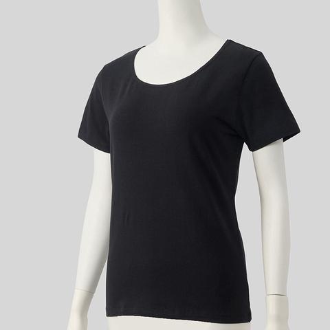 レディース　ラウンドネック3分袖インナー(3L～5L・FIBER HEAT COTTON)