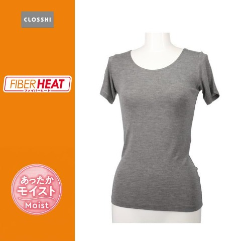 レディース FIBER HEAT MOIST ラウンドネック3分袖（S～LL・CLOSSHI）