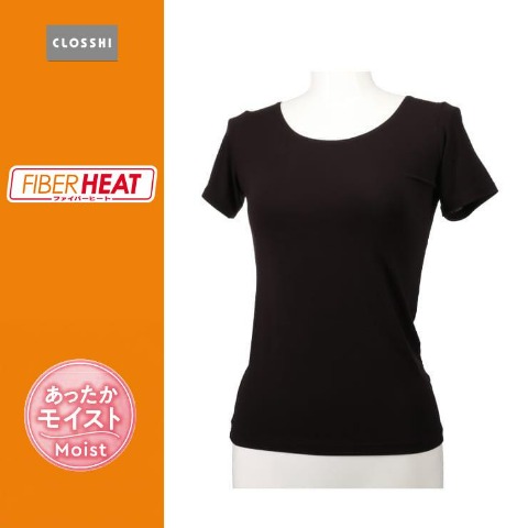 レディース FIBER HEAT MOIST ラウンドネック3分袖（S～LL・CLOSSHI）