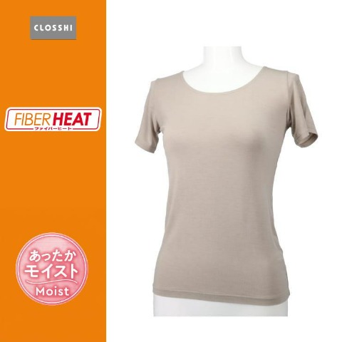 レディース FIBER HEAT MOIST ラウンドネック3分袖（S～LL・CLOSSHI）