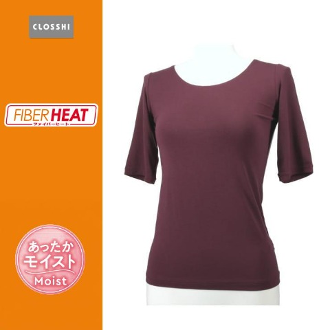 レディース FIBER HEAT MOIST ラウンドネック5分袖（M～LL・CLOSSHI）