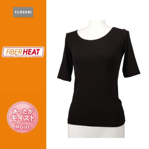 レディース FIBER HEAT MOIST ラウンドネック5分袖（M～LL・CLOSSHI）