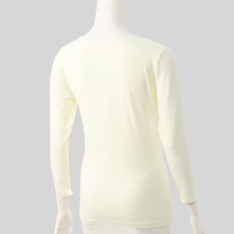 レディース　ラウンドネック8分袖インナー(FIBER HEAT COTTON)