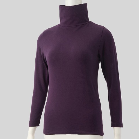 レディース　タートルネック長袖インナー(FIBER HEAT COTTON)