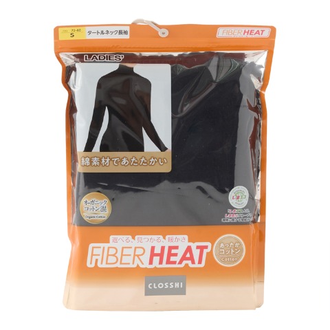 レディース　タートルネック長袖インナー(FIBER HEAT COTTON)