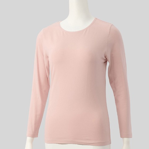レディース　クルーネック長袖インナー(FIBER HEAT COTTON)