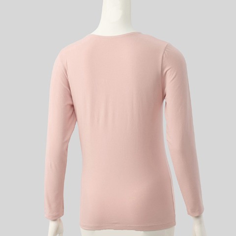 レディース　クルーネック長袖インナー(FIBER HEAT COTTON)