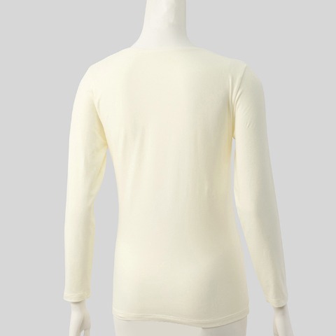レディース　クルーネック長袖インナー(FIBER HEAT COTTON)